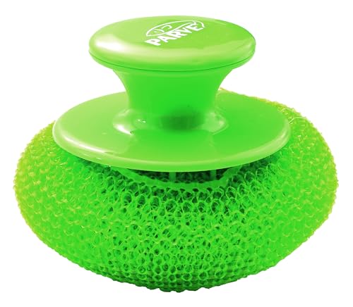 Image of Parve Green Scouring Pad with Comfortable Handle - Ergonomic Easy Grip Dishwashing Cleaning Sponge Brush - Color Coded Home and Kitchen Accessories by The Kosher Cook