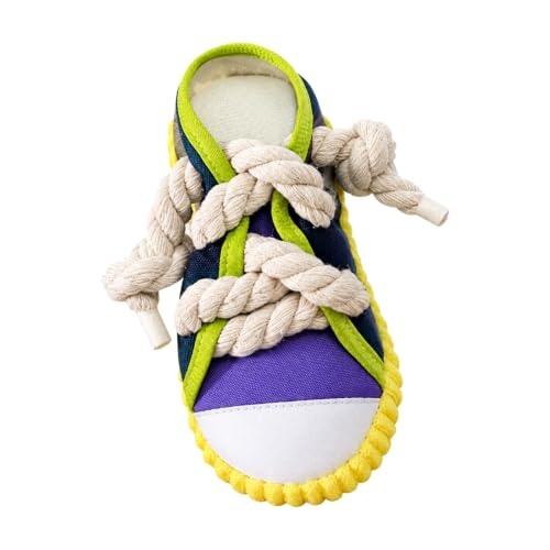 TWTCZOZ Canvas Dog Toy with Rope Laces Athletic Shoe-Shaped Pet Toy Interactive, Cats, Yellow