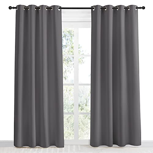 NICETOWN Grey Blackout Curtain 86 inch Long, W55 x L86, 1 Panel, Thermal Insulated Window Treatment with Grommet Room Darkening Thermal Insulated Panel for Bedroom/Living Room - image 2