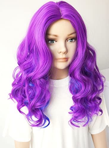 Girl's Wig Purple Mixed Blue Wig Curly Wig For Girls 14 Inches Synthetic Wig For Halloween Girl Costume (Lw3328C) #TOP1