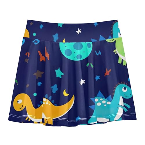 Joisal Girls' Shorts Athletic Skorts Tennis Skirts for Kids Blue Pink Girl Skort Colorful Dinosaurs Space Planets 3t