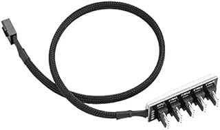 PWM Fan Hub, PC CPU Cooling 4 PIN/3PIN Fan Power Cable Hub Splitter Adapter Sleeved PWM Case Fan Splitter for Desktop Comp...