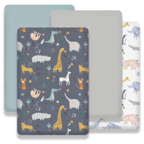 Image of Plushii 4PK Mini Crib Sheets,Pack and Play Sheet for Baby Boys,Fauna | 38 inchx 26 inchfor Mini Crib & Pack and Play Mattress,Soft Microfiber Sheet , Playpen Sheet Fitted
