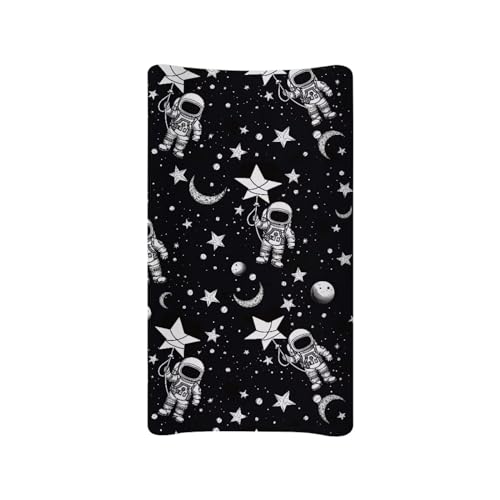 Image of Psesaysky Astronaut Changing Table Cover for Boys Girls Breathable Table Sheets Baby Changing Pad Cover Soft Diaper Changing Cover Fit 32"x16" Contoured Pad