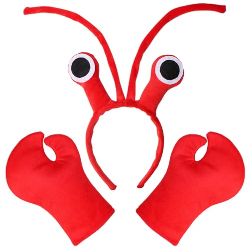 Tequise Crawfish headband Novelty Lobster headband with antennaes, Lobster Claws Gloves, The Sea Ocean Costume Accessory Sets