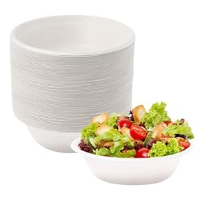 12oz Paper Sugarcane Disposable Bowls for Salads, Dessert and Cereals- Eco Friendly/Natural- Pack of 50ct