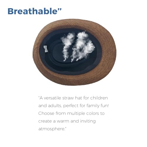 Straw Fedora Hat Wide Brim Summer Beach Sun Cap Panama Hat for Men Women Child4
