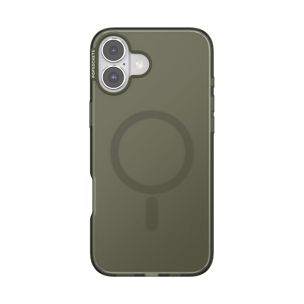 PopSockets iPhone 16 Plus Phone Case with MagSafe, Wireless Charging Compatible, Green - Fatigue
