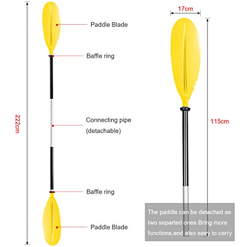 Kajak-Paddel Heimuni Aluminium Doppelpaddel 222 cm für Kajak und Kanu