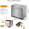 Bread Maker Machine with Nonstick Ceramic Pan and LCD Touch Panel - 17 Smart Cooking Programs, 15 Hours Timer, 3 Loaf Sizes - Professional Automatic Bread Machine for Breakfast