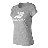 New Balance Women's NB Essentials Stacked Logo Tee, Athletic Grey, X-Small