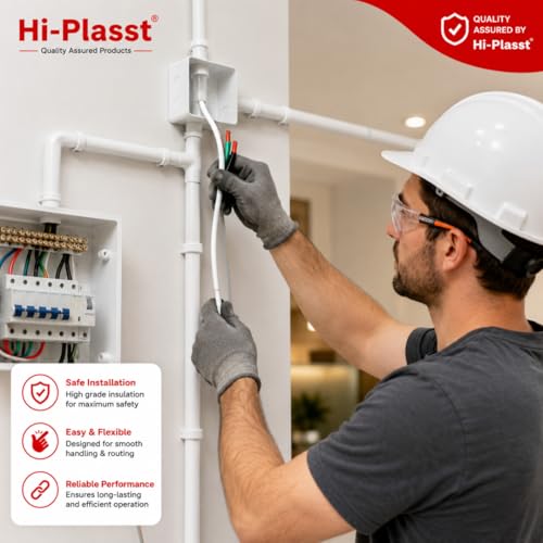 Image of Hi-Plasst 1 Metre 2.5 Sq.mm 3 Core Round Cable Wire | Flexible Copper Electrical Cable with PVC Insulation | Power Wire for AC, Geyser, Washing Machine, Water Pump & Home Wiring