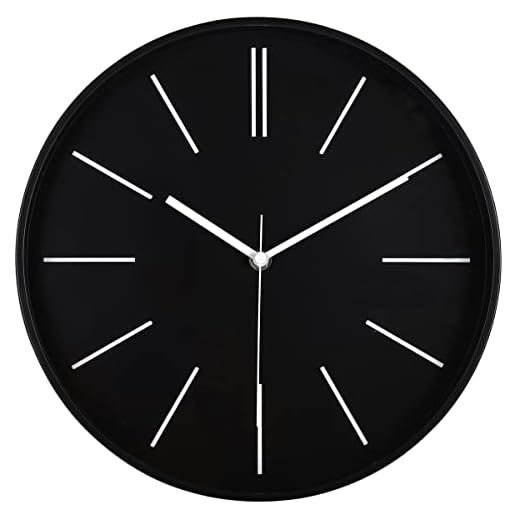 zyzamay Modern 12 Inch Round 3D Wall Clock, Black, Silent Quartz Battery Operated, Easy to Read, Accurate Time, Modern Style
