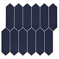 SUNWINGS 10-Sheet Long Hexagon Peel and Stick Backsplash, 12" x 11.22" Picket Navy Blue Stone Composite Self-Adhesive Wall Mosaic Tile for Kitchen Bathroom