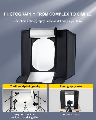 Raleno Photo Studio Light Box,24"X23"X23" 60W Portable Professional Adjustable Brightness Shooting Tent Kit With 156 Led Lights 4 Colored Backdrops For Product Photography #TOP4