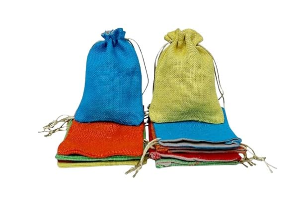 VerdantVibes Premium Jute Potli Bags, 7x5 Inches | Natural Jute | Multi-Color Reusable Potli Bags | Eco-Friendly, Biodegradable, Perfect for Small Gifts, Weddings & Parties | Pack Of 1-image-10