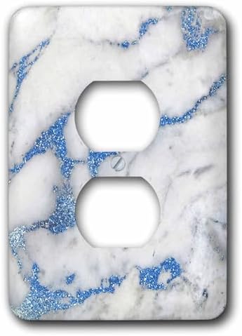 3dRose Luxury & Trendy Blue Metal Glitter Veins Gray 2 plug outlet cover image 5