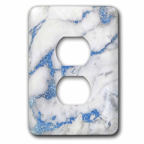 3dRose Luxury & Trendy Blue Metal Glitter Veins Gray 2 plug outlet cover