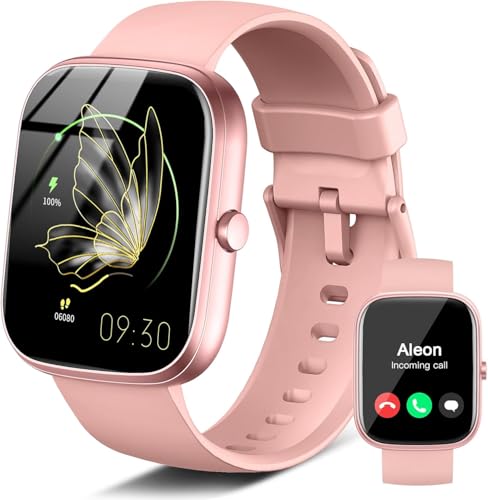 Smartwatch Damen Herren mit Telefonfunktion, Smart Watch mit Schlafmonitor SpO2 Herzfrequenz, 1.91" Fitnessuhr Schrittzähler Uhr, 110+ Sportmodi, IP68 Wasserdicht Fitness Tracker für Android iOS Pink