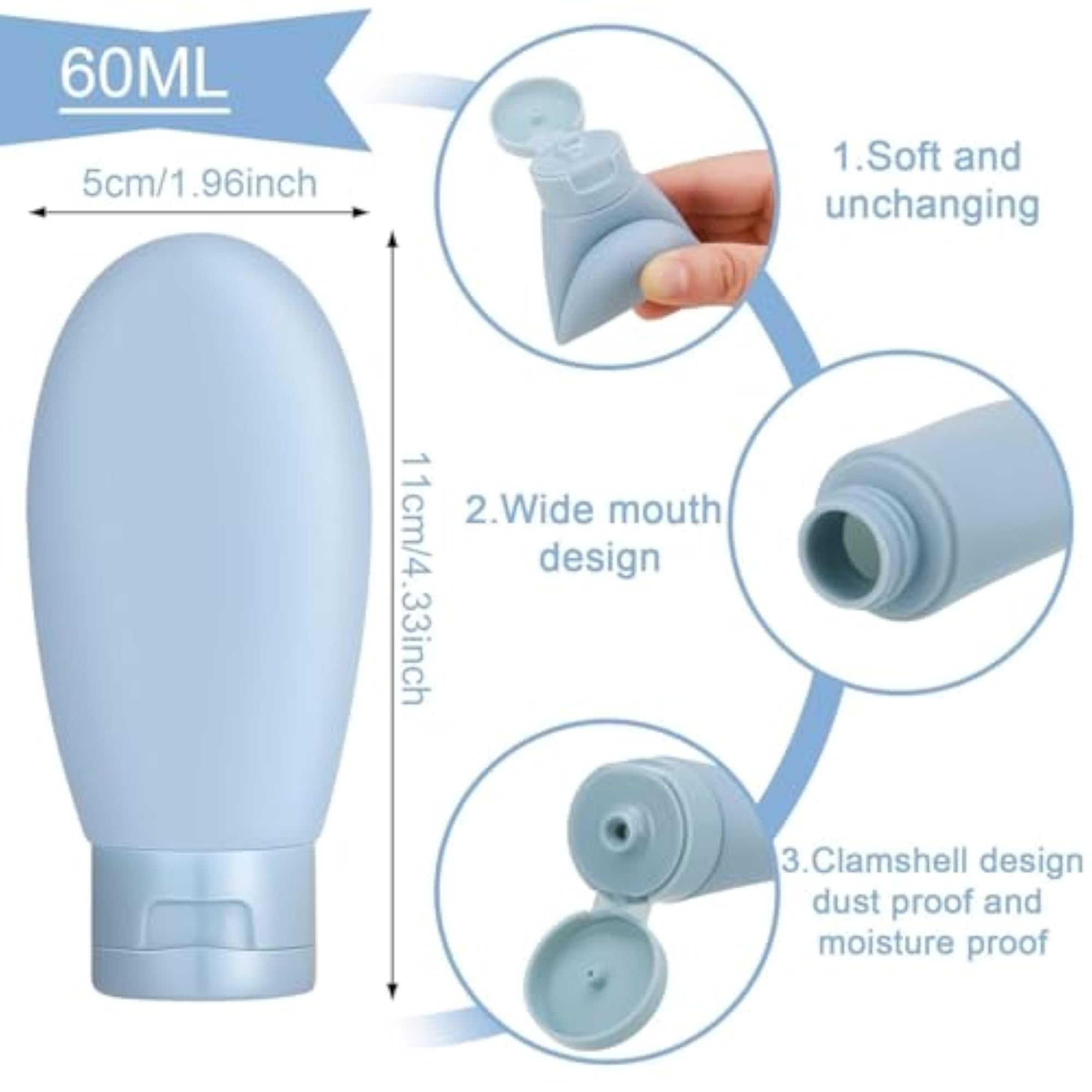 Travel Bottle Set 3PCS for Toiletries, Refillable Containers