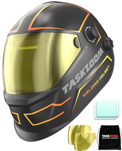 Image of TASKZOOM Auto Darkening Welding Helmet True Color 1/1/1/1,Large View 3.94"x3.23",Welding Hood with 4 Arc Sensors,Blue Light + UV/IR Blocking,Wide Shade 4/5-9/9-13 for TIG MIG ARC Welding,Cut and Grind
