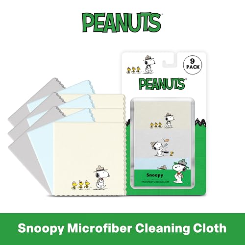 Image of Microfiber Cloth & Glasses Wipes (9 Pack) Lens & Glasses Cleaning Cloth - Eye Glass Clean Cloths - Eyeglass Cleaning Cloths - Camera Lenses & Gadget Delicate Screens - Snoopy