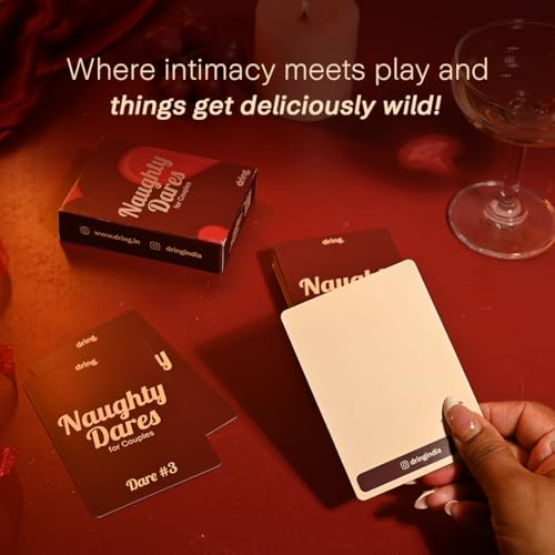 Image of Dring Naughty Dares for Couples | 48 Cards, Adult, Exciting Categories | Dare Based Action Couple Card Game | Date Night, AnniversaryGift, Romantic Gift