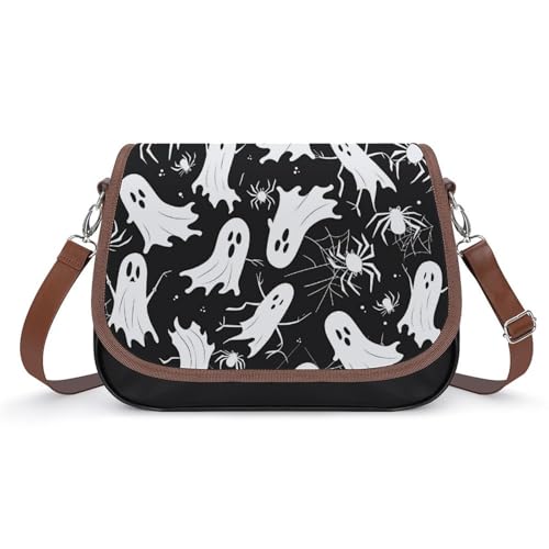 Sac à bandoulière en cuir étanche motifs fantômes avec sangle réglable