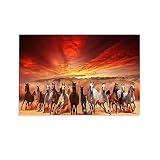 XINAR Peinture d'art de Mur de Toile 30 * 50cm sans Cadre Animal Désert Coucher de Soleil Dix Mille destriers Gallopcm Posters Aménagement Décoratif Salon Chambre