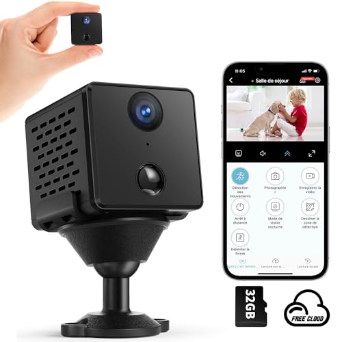 Camera Espion, WiFi 4K HD Mini Caméra de Surveillance Interieur| Stockage Gratuit dans Le Cloud &...