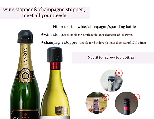 Yoohotouch Wine & Champagne Stoppers Set Of 4, Mini Reusable Leakproof Champagne And Wine Bottle Stoppers, Plastic & Silicone Champagne & Wine Sealer,Keep Wine And Champagne Fresh #TOP3