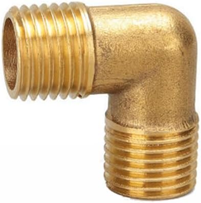 1/8" 1/4" 3/8" 1/2" 3/4" 1" Male Female Thread Brass Elbow End Cap Nipple Tee Pipe Fitting Coupler Connector (Elbow -(M-M),1/4")