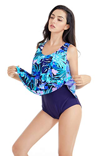 BIMEI Women's One-Piece High Neckline Pocketed Mastectomy Swimsuit991N3