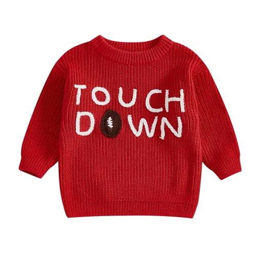 Toddler Baby Girl Boy Knit Sweater Fall Winter Clothes Rugby Long Sleeve Sweatshirt Pullover Baby Football Outfit