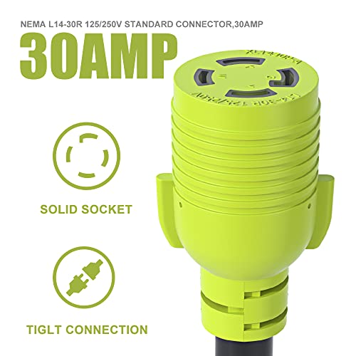 AOWEITOUR Generator Transfer Switch Adapter NEMA L5-30P Male Plug to L14-30R Female,30 Amp Generator Twist Lock 3 Prong to 4 Prong House Inlet Box,STW 10 AWG（1.5FT） - Thumbnail 4