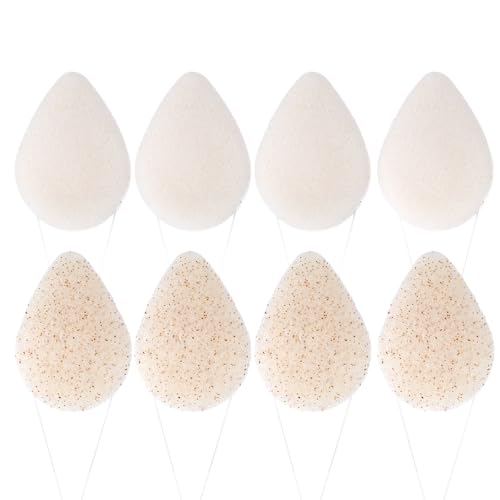Gjinxi 8PCS Exfoliating Facial Sponge, Natural Body Face Scrubber Buff Puff Pad for Gentle Exfoliating, Reusable Exfoliator Sponges for Removing Dead Skin, Dirt, Makeup, Face Scrub Pad for Women Men