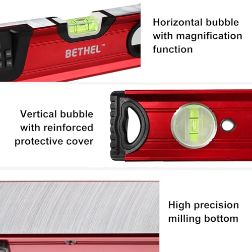 Image of BETHEL Digital Level with LCD Display,24Inch Magnetic Digital Torpedo Level, Vertical & Horizontal Spirit Bubble Measuring Tools for Woodworking Construction Craftsman
