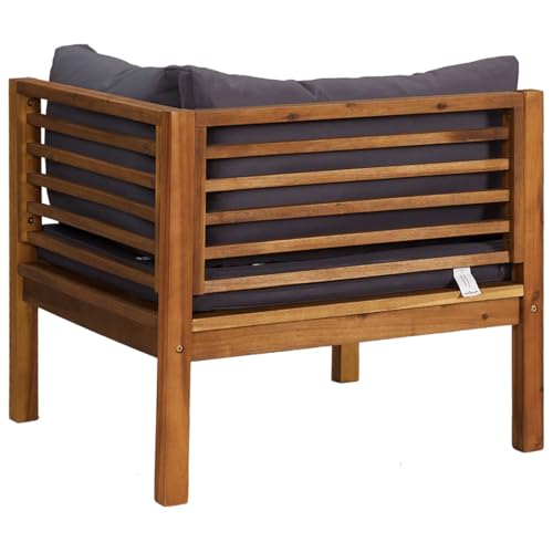 Homgoday Modulares Ecksofa mit Dunkelgrauen Kissen Massivholz Akazie Lounge Sofa Wohnzimmersofa Gästesofa Sofa Couch Couchgarnitur Sitzmöbel für Wohnzimmer Empfang Büro – Bild 6