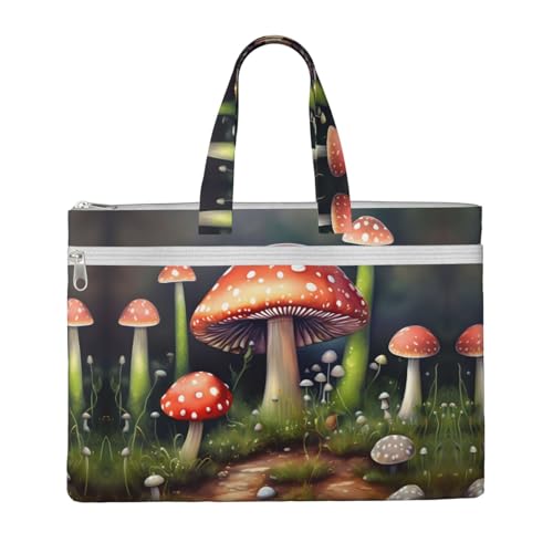 Painting Mushroom Canvas Document Bag Briefcase For Professionals And Executives
