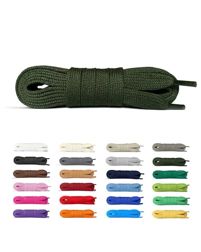 Laceter Lacci Piatte per Scarpe da Ginnastica, Sneakers e Stivali - Resistenti e Duraturi, Larghezza 8mm - Disponibili in Diverse Lunghezze e Colori per Uomo, Donna e Bambini - Verde abete, 75 cm