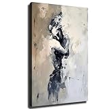 Woman Face Wall Art, Abstract Lady Framed Poster, White and Black Woman Painting Print, Lovers' Wall Decor Ready To Hang (Framed,12×18-inch)