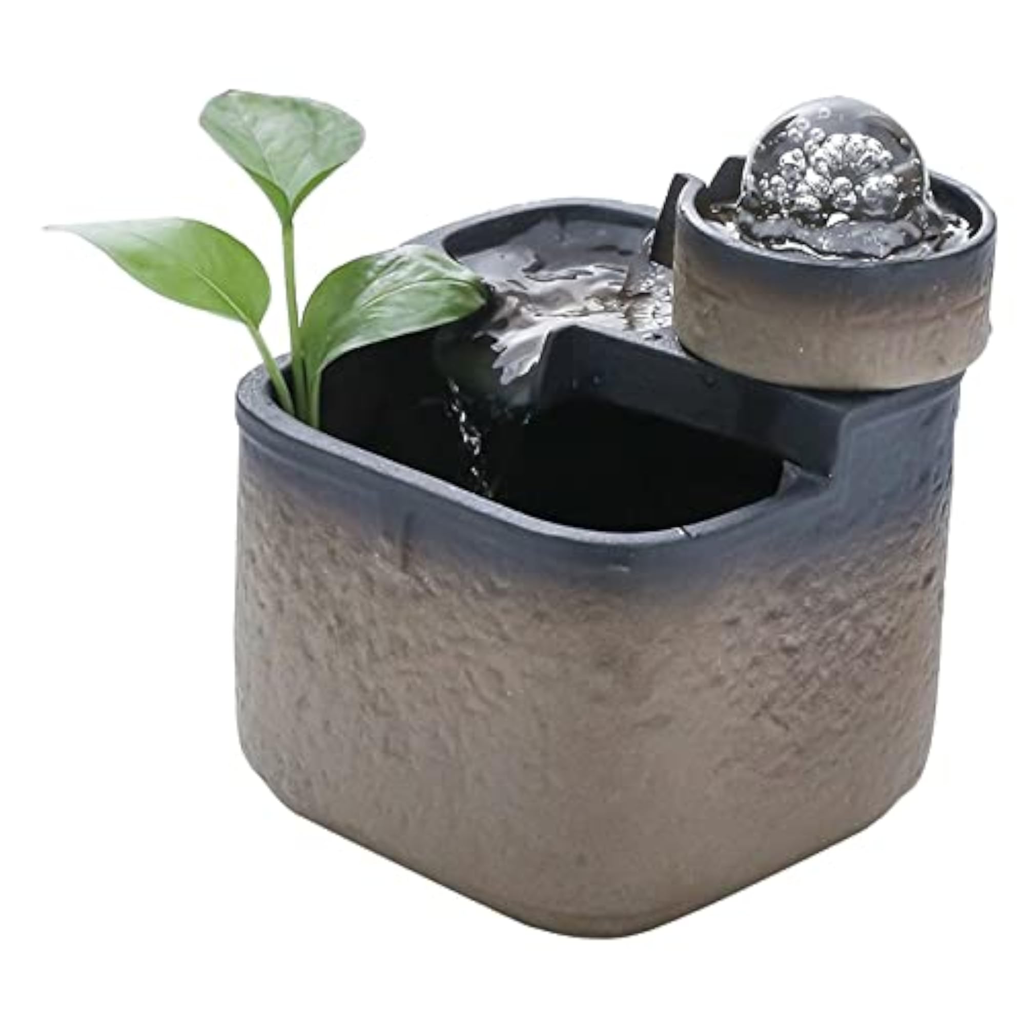 Indoor Waterfall Feature Tabletop Fountain with Rolling Ball Brown