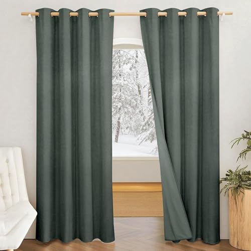 Amazon Brand - Solimo Polyester 100% Blackout Plain Long Door Curtains|100% Room Darkening| 9 Feet |Set of 2| Plain Design | for Living Room Kids Room and Bedroom | Color- Grey