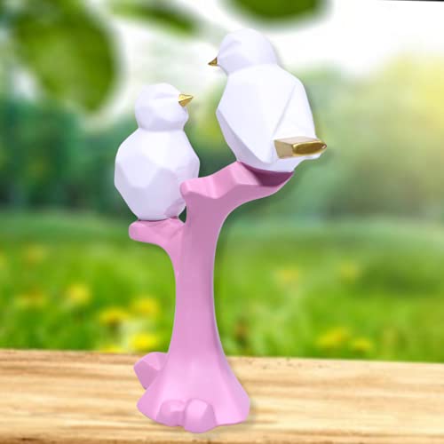 Image of AUGEN Polyresin Birds Pink Idol Statue Showpiece for Home Decor Decoration and Gifting (1 Piece, 9816E)