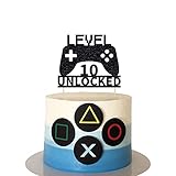 Level 10 Unlocked Cake Topper, Video Game Cake Topper, Game Controller Cake Topper for 10th Birthday