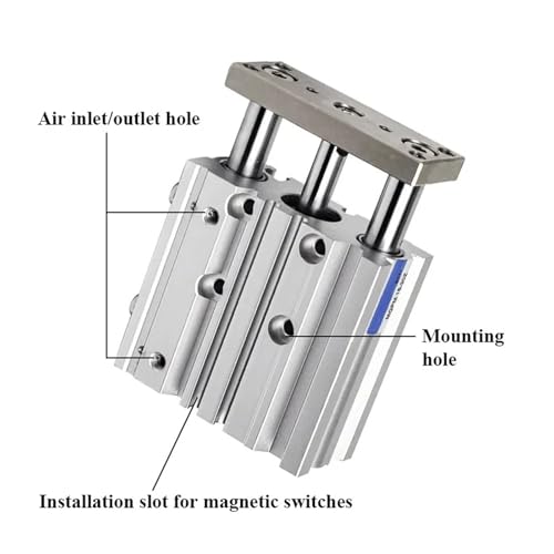 Vérin pneumatique PM12-80 double effet compact avec guidage stable course 150mm
