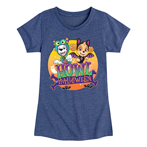 HYBRID APPAREL - Paw Patrol - Howl for Halloween - Toddler and Youth Girls Short Sleeve Graphic T-Shirt - Size Small Heather Navy