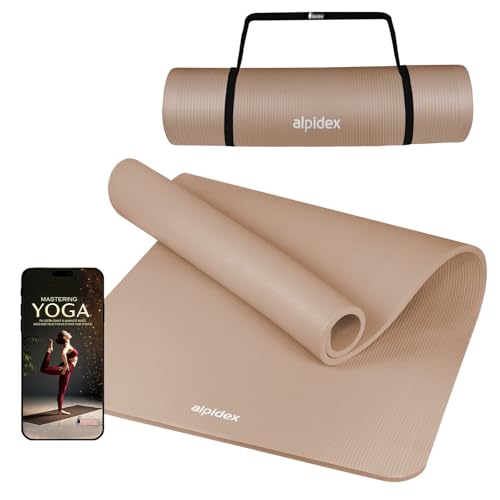 ALPIDEX Tapis de Yoga Épais 1,5 cm 3 Largeurs E-Book Matelas Sport Gymnastique Antidérapant sans Phtalates Sangle Transport Pilâtes Gym Aérobic Stretching Entraînement