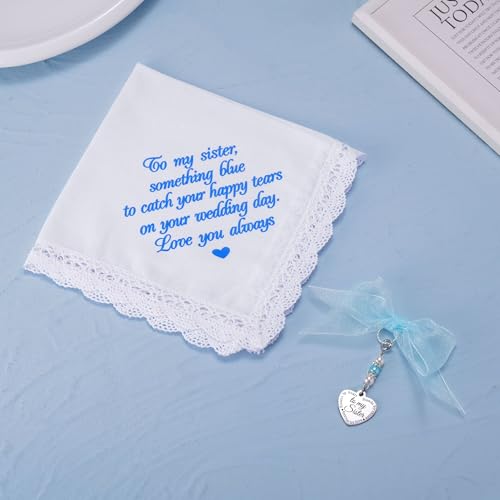 Image of MIXJOY Something Blue Gift for Bride, Wedding Day Bridal Blue Pearl Angel Wings Bouquet Garter Charm for Bride to Be