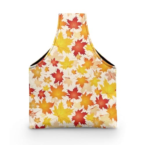 Image of KUIFORTI Knitting Yarn Bag Thanksgiving Gifts Crochet Storage Bags Fall Maple Leaf Decor Yarn Storage Tote Bag with Zipper Pocket Knitting Hook Storage, Small Size